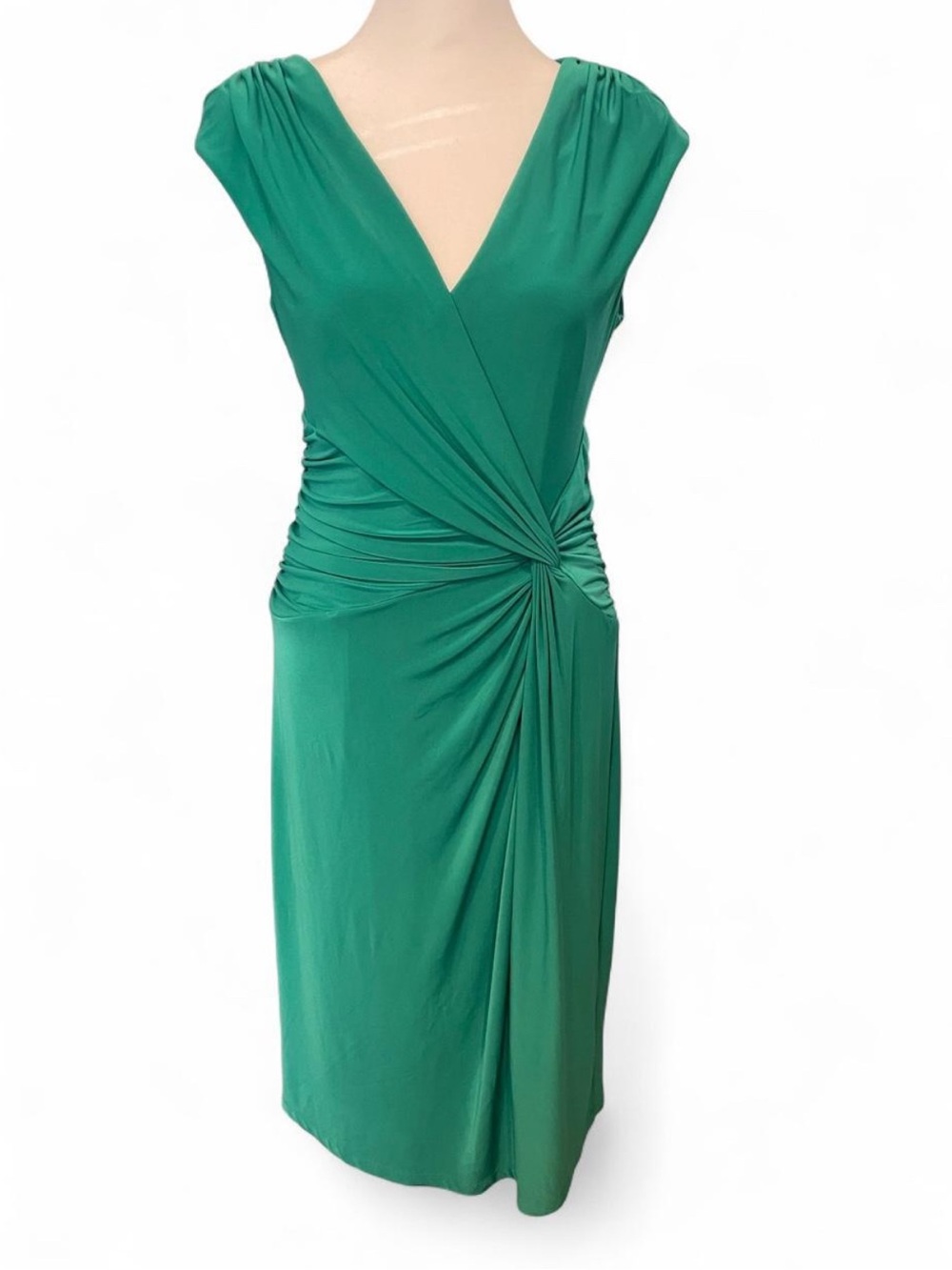 Ralph Lauren Emerald Green Twist-Detail Midi Dress